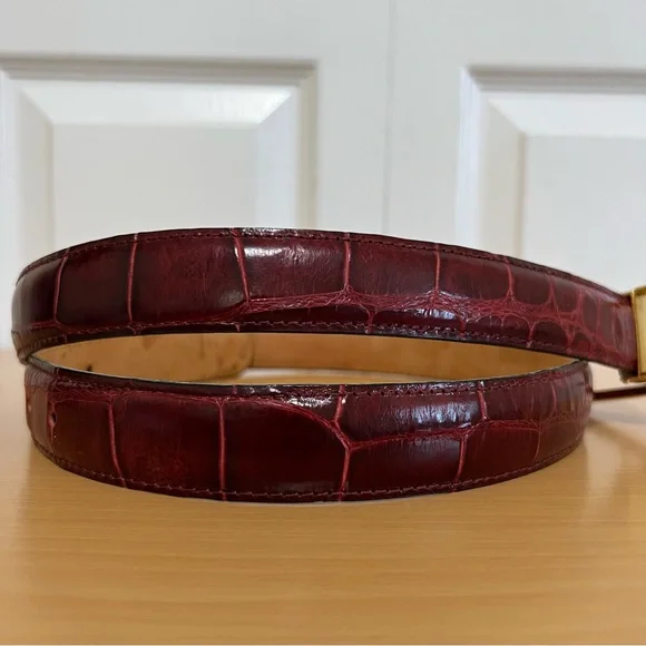Mauri Men’s Red Genuine Alligator Belt Italy Size 36 - Picture 4 of 11